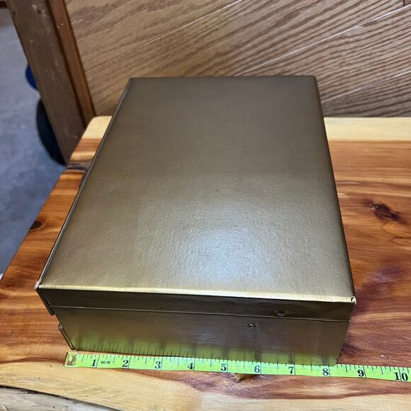 Vintage Gold Tone MCM MidCentury Musical Jewelry Box Lined Mirror Compartments - Picture 12 of 12